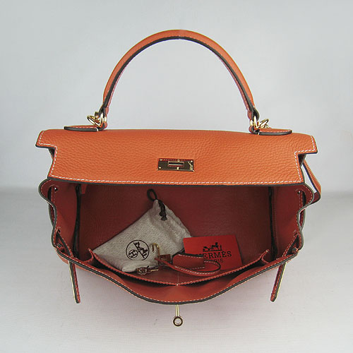 7A Replica Hermes Kelly 32cm Togo Leather Bag Orange 6108